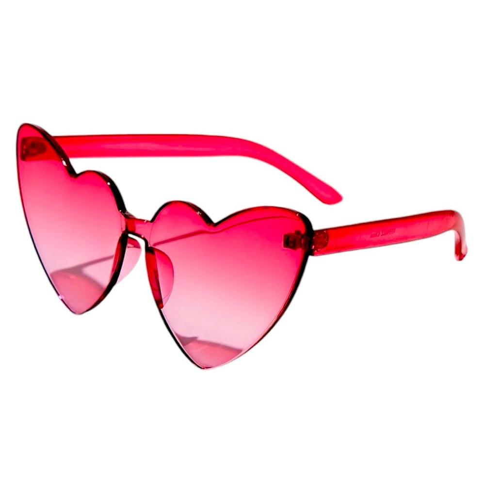 Bright Pink Heart Shaped Rimless Sunglasses - NWT